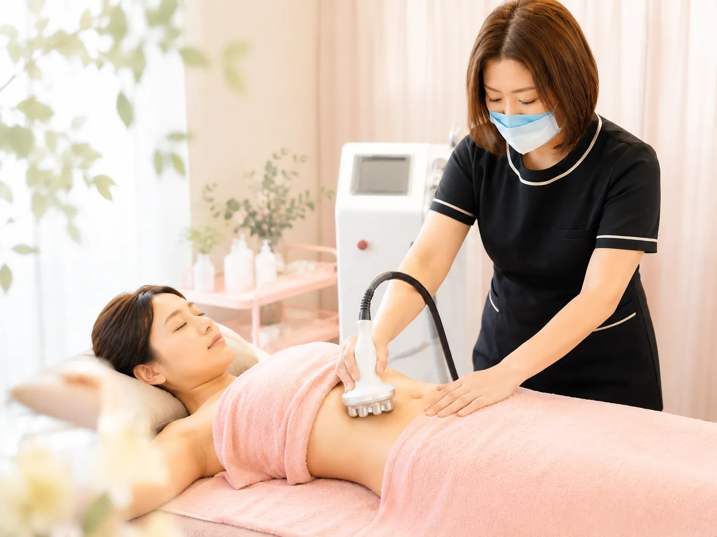 伊万里のCaraで女性がボディデザイン施術を受けているイメージ